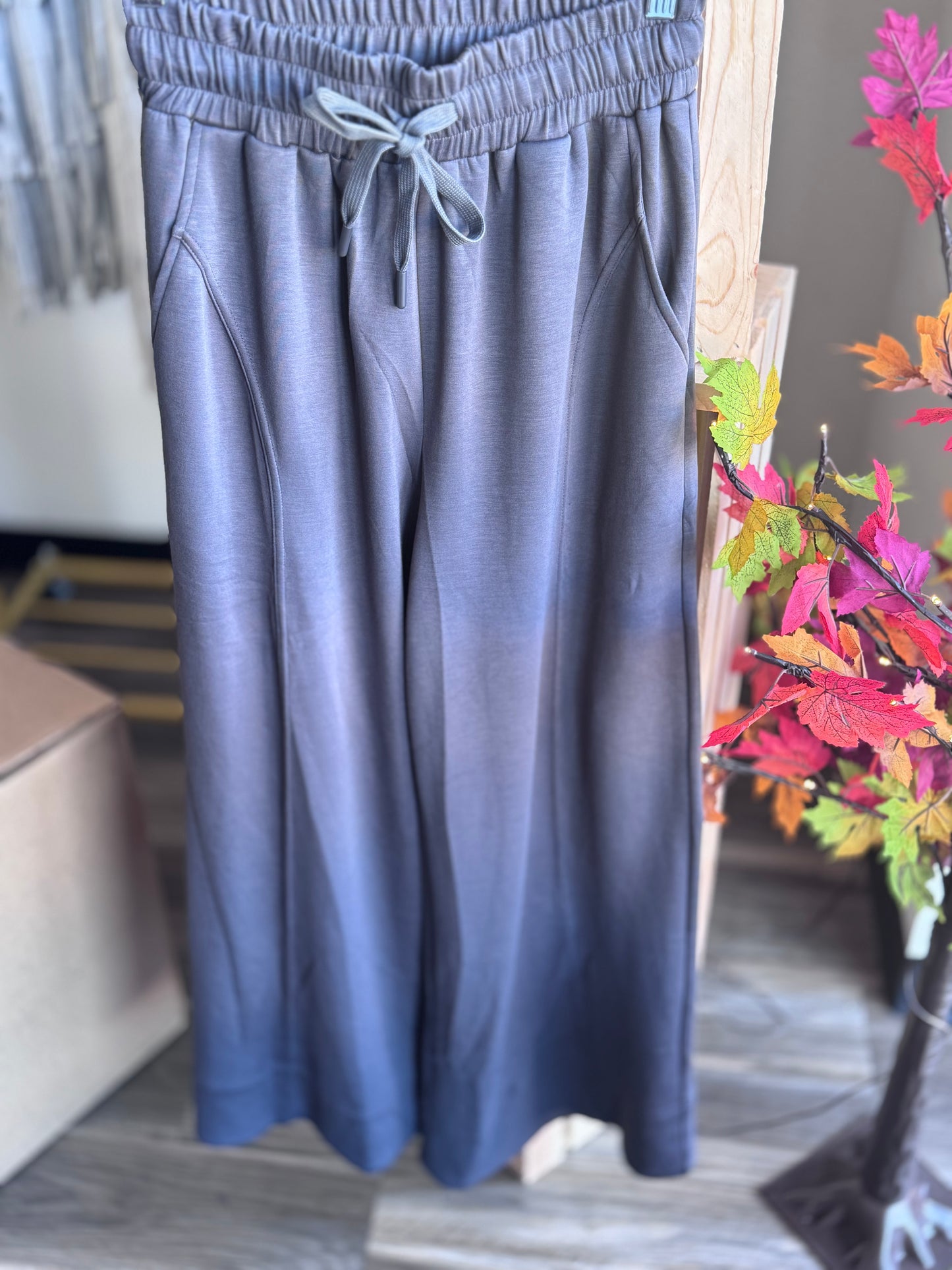 Charcoal Soft Knit Drawstring Pants