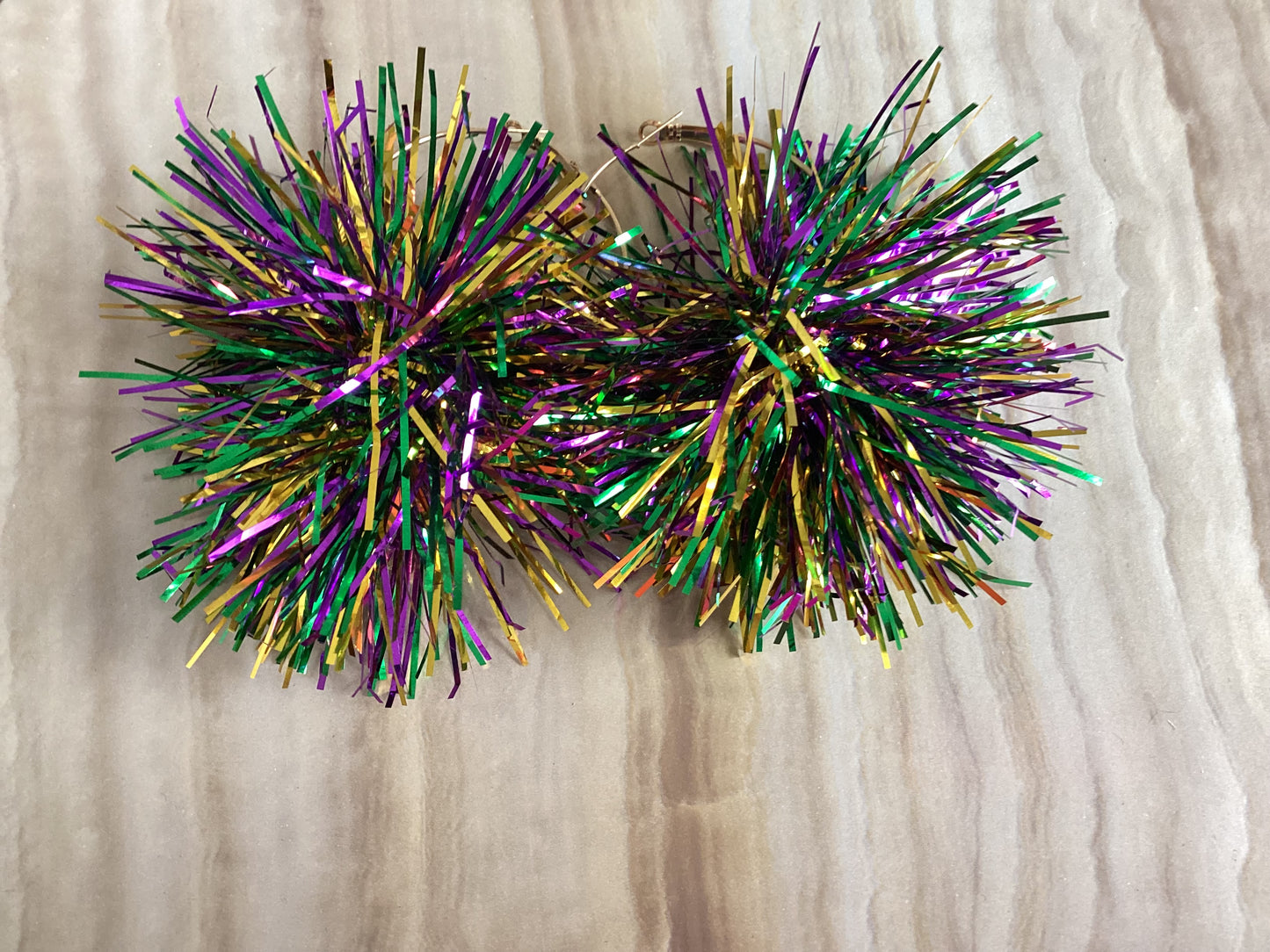 Mardi Gras Pom Pom Earrings