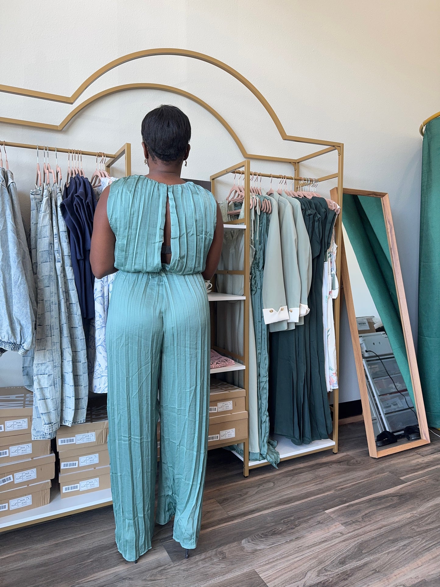 Satin Pleated Jumpsuit