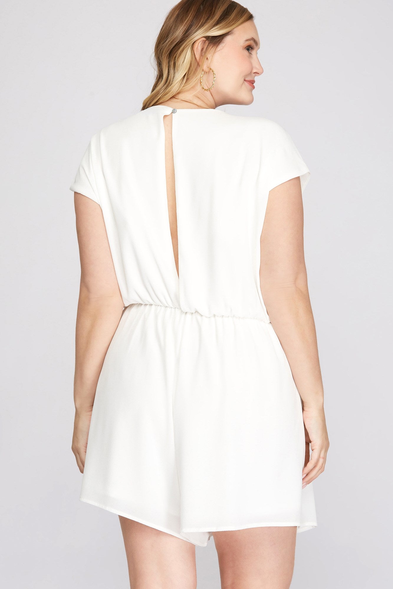 PLUS - DROP SHOULDER WOVEN ROMPER