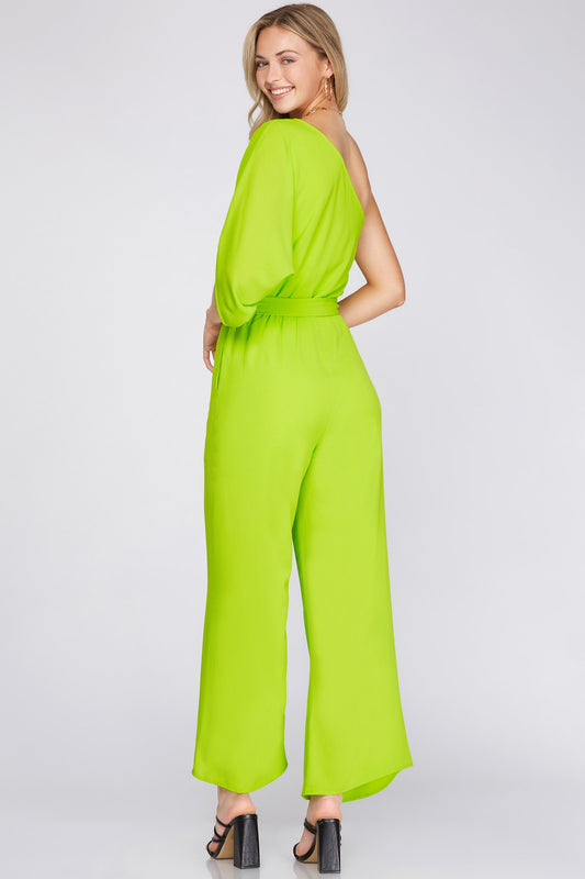 ONE SHOULDER WOVEN JUMPSUIT