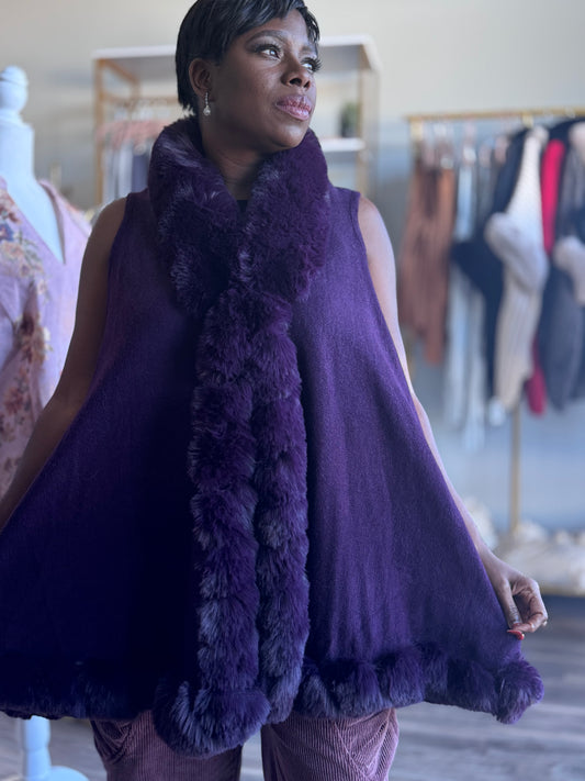 Plum Faux Rabbit Fur Vest