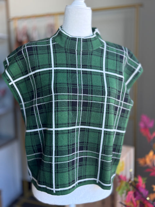 Pine Plaid Sweater Top