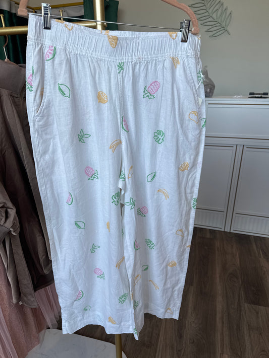 Tropical Fruit Printed Linen Pants