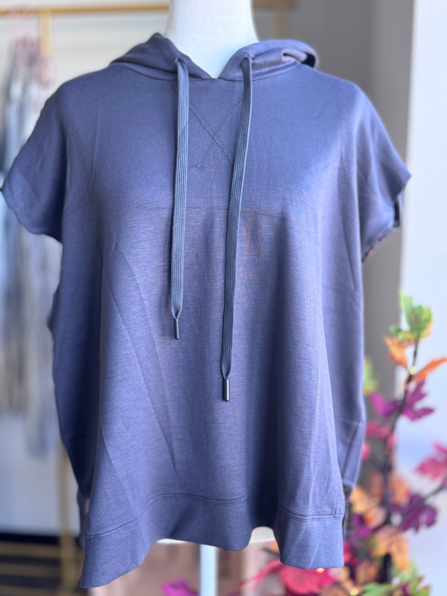 Charcoal Soft Knit Sleeveless Hoodie