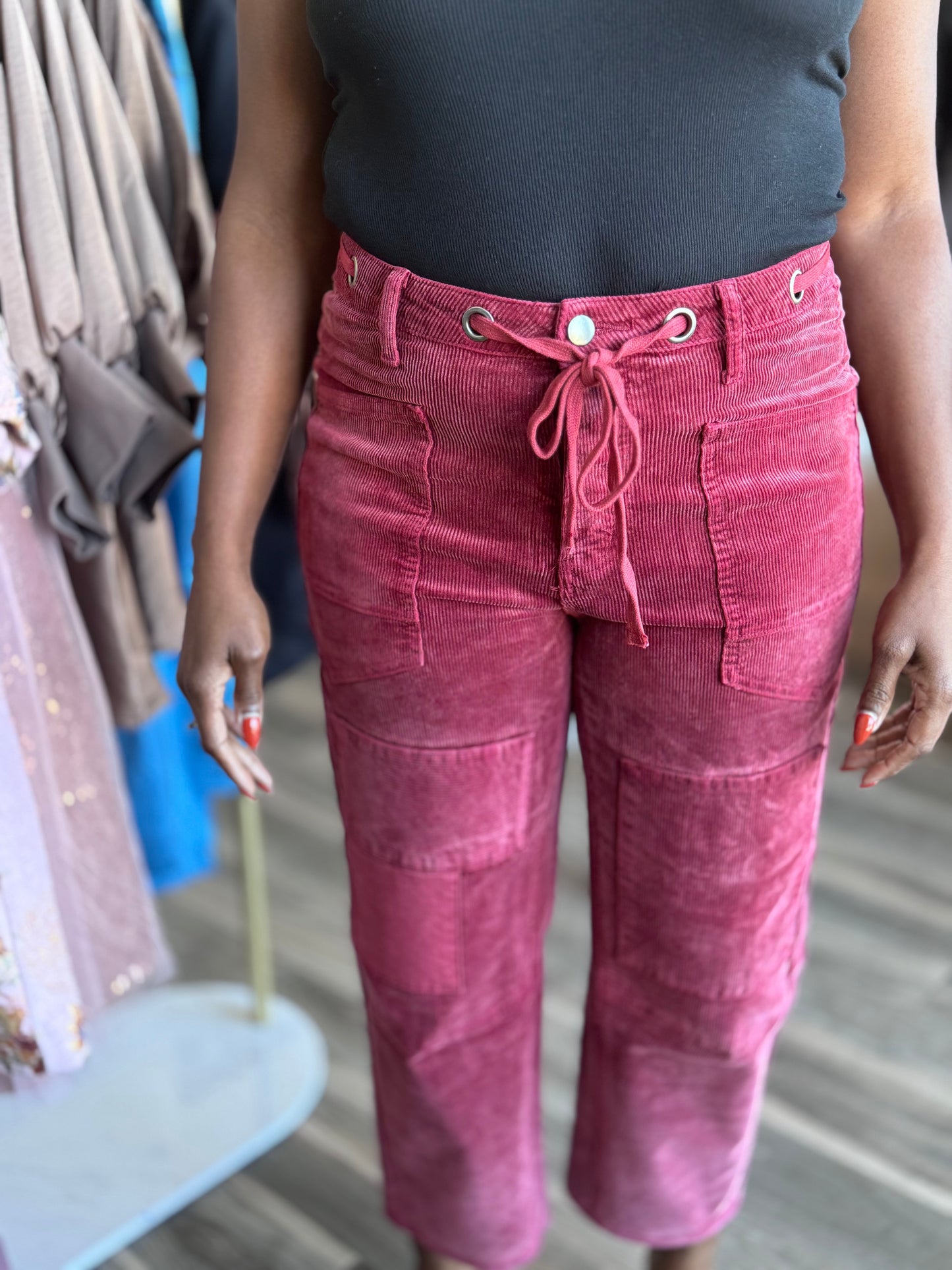 Red Velvet Stretch Baby Corduroy Pants ￼