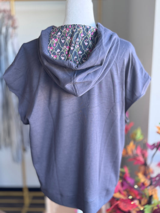 Charcoal Soft Knit Sleeveless Hoodie