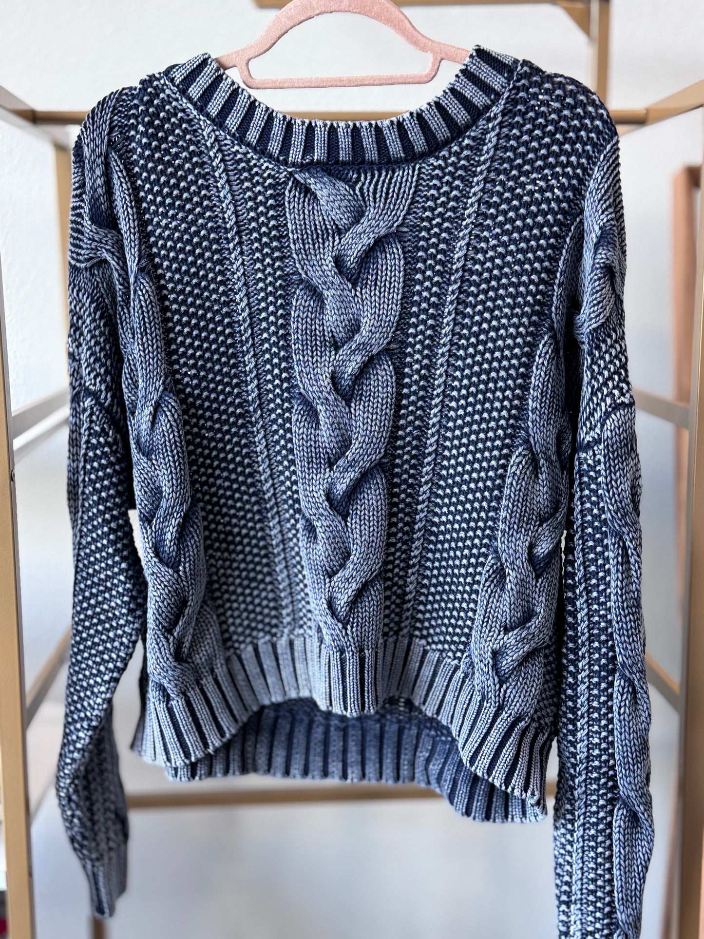 Washed Cable Knit Sweater