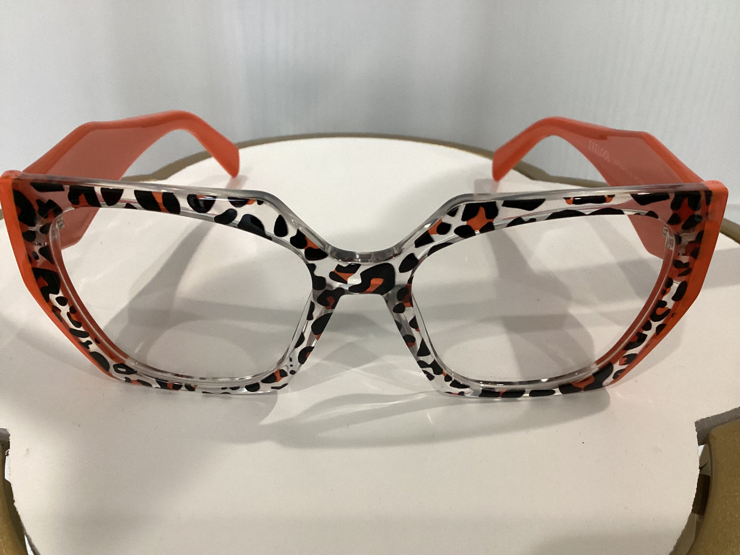 Clear Orange Animal Print Frames