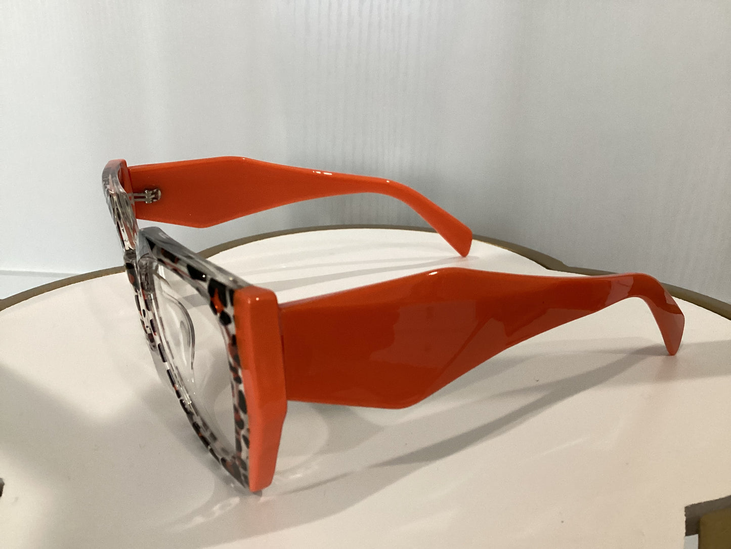 Clear Orange Animal Print Frames