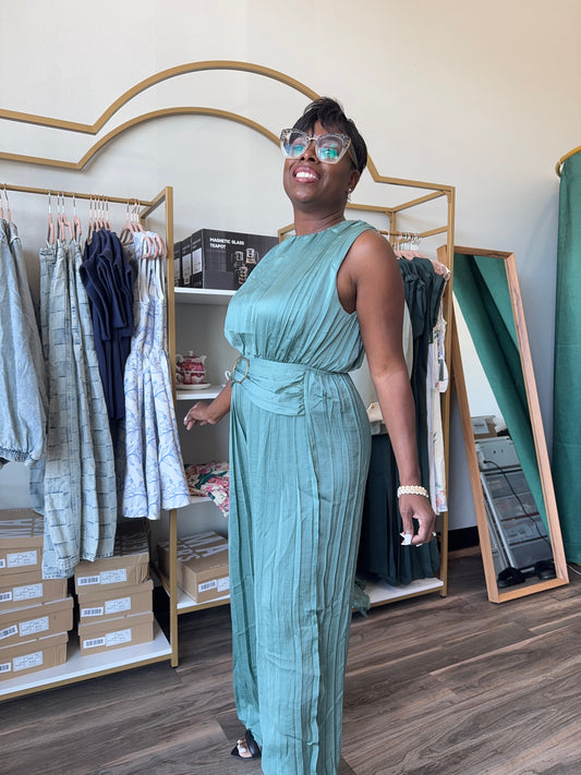 Satin Pleated Jumpsuit