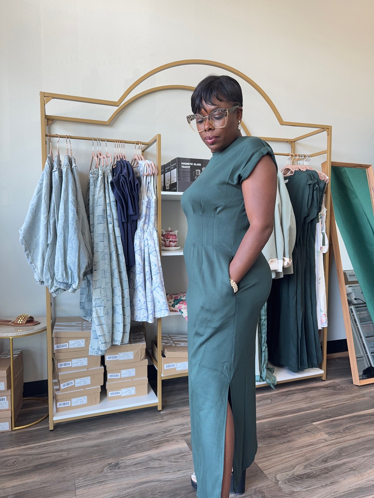 Dark Green A-line Maxi Dress