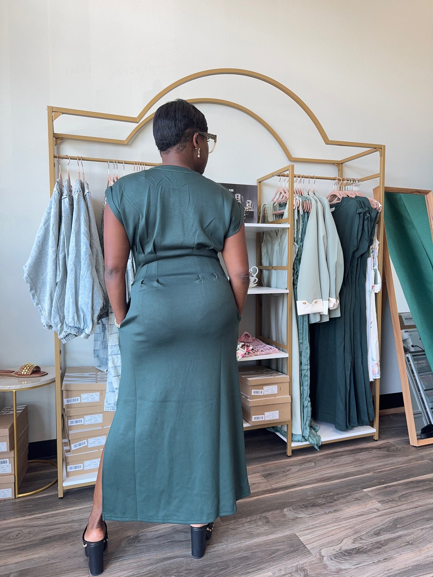 Dark Green A-line Maxi Dress